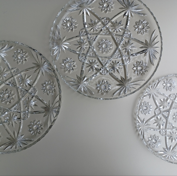 Vintage Anchor Hocking Star Of David Prescut Glass Plate 13.5" - Picture 4 of 15